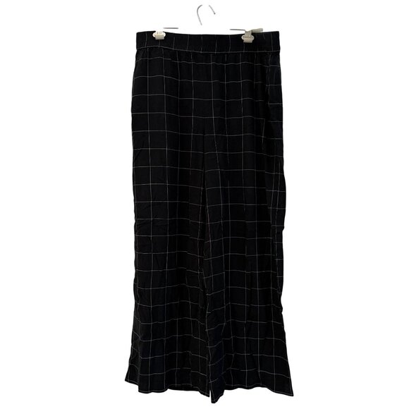 Marine Layer Womens Black Windowpane Wide Leg Tencel Pants Size XLarge - Picture 1 of 5